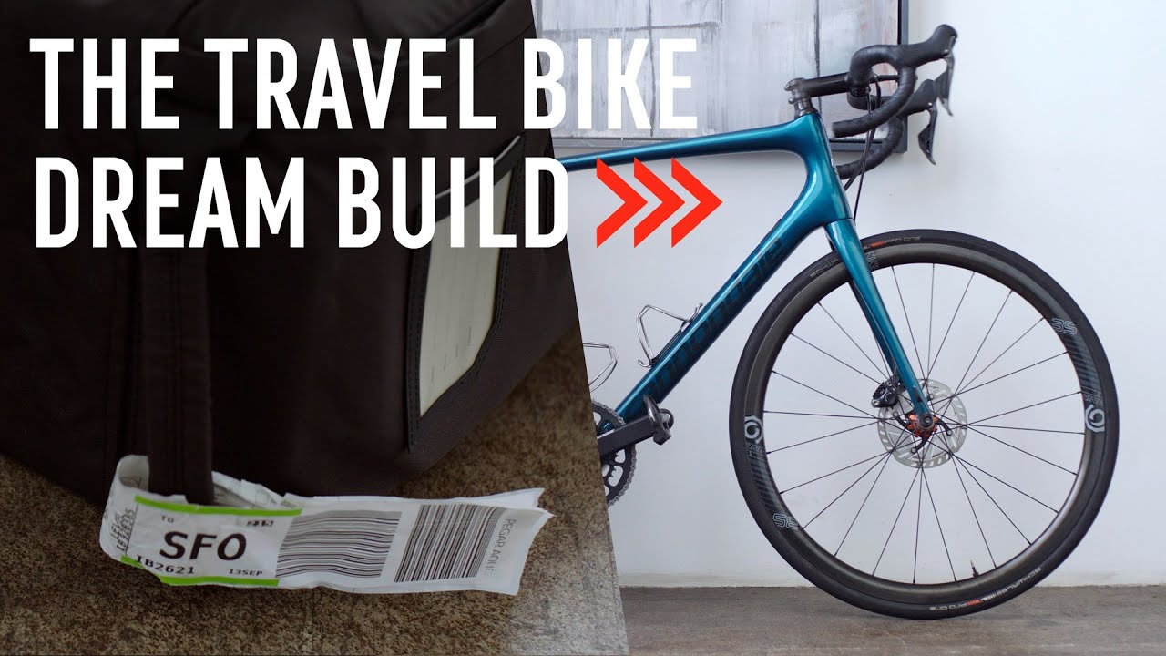 Thumbnail photo for a video showing side view of a road bike and a close up shot of the Post Carry Co. Transfer Case bike case